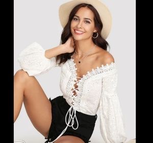 Off the Shoulder Lace Up Bodysuit